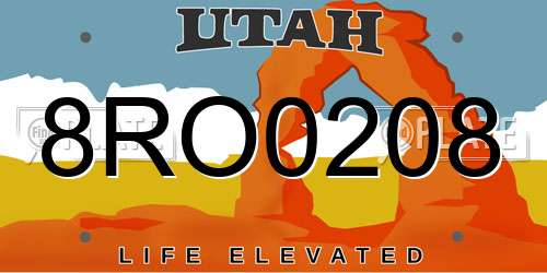 8RO0208 Utah License Plate