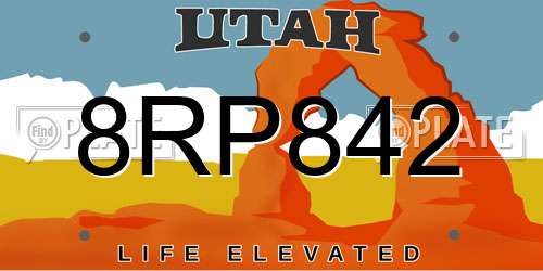 8RP842 Utah License Plate