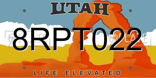 8RPT022 Utah License Plate