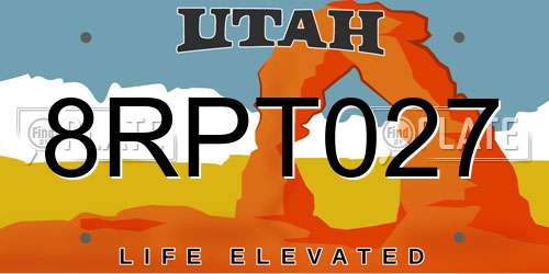 8RPT027 Utah License Plate