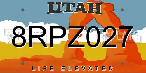8RPZ027 Utah License Plate