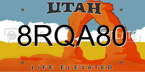 8RQA80 Utah License Plate
