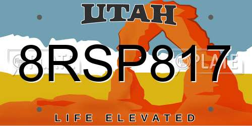 8RSP817 Utah License Plate