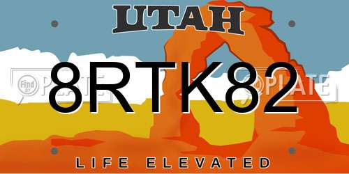 8RTK82 Utah License Plate