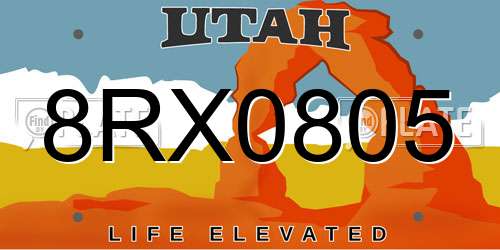 8RX0805 Utah License Plate