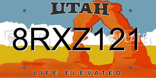 8RXZ121 Utah License Plate