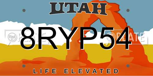 8RYP54 Utah License Plate