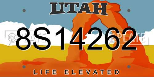 8S14262 Utah License Plate