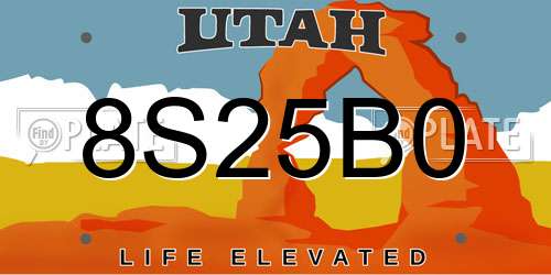 8S25B0 Utah License Plate