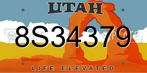 8S34379 Utah License Plate