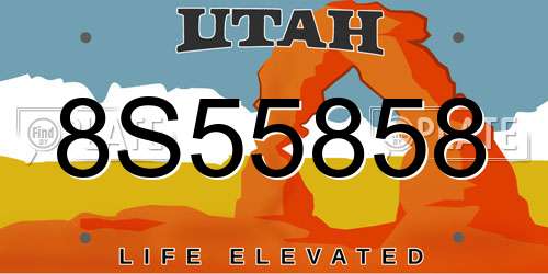8S55858 Utah License Plate