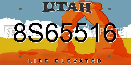 8S65516 Utah License Plate