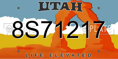 8S71217 Utah License Plate