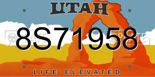 8S71958 Utah License Plate