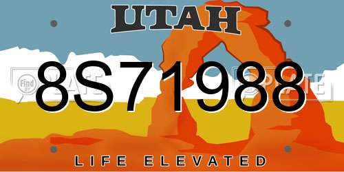 8S71988 Utah License Plate