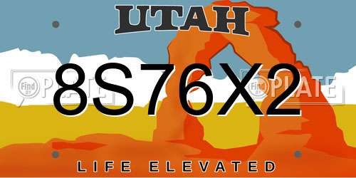 8S76X2 Utah License Plate