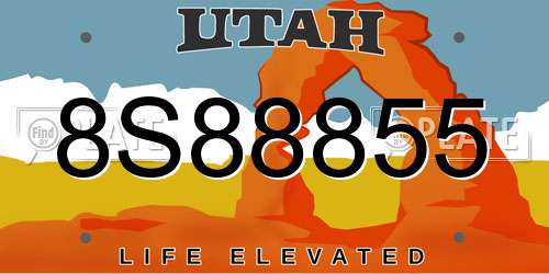 8S88855 Utah License Plate