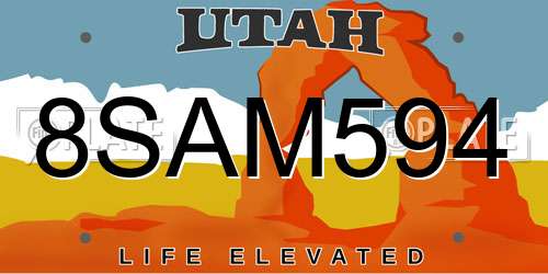 8SAM594 Utah License Plate
