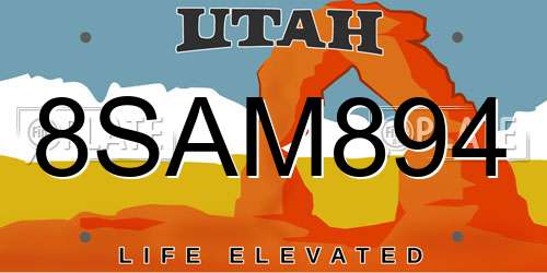 8SAM894 Utah License Plate