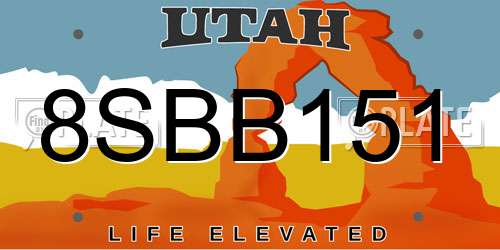8SBB151 Utah License Plate