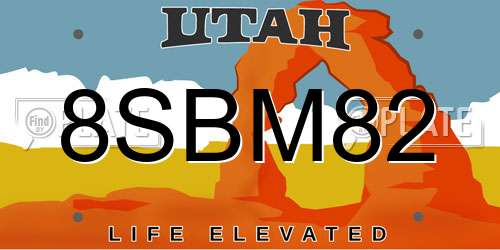 8SBM82 Utah License Plate