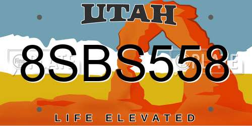 8SBS558 Utah License Plate