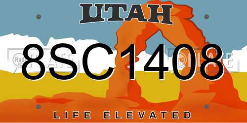 8SC1408 Utah License Plate