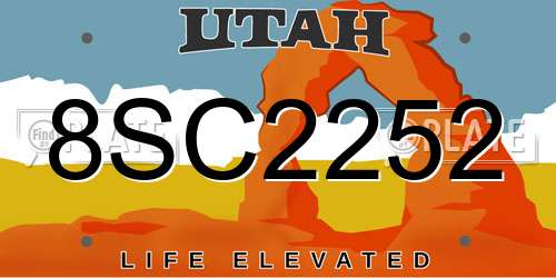 8SC2252 Utah License Plate