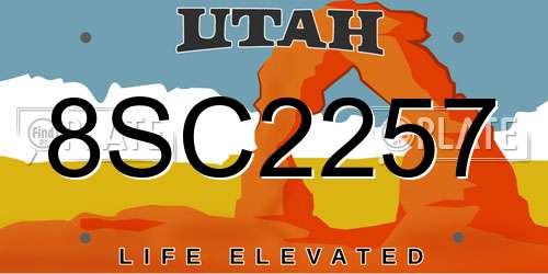 8SC2257 Utah License Plate