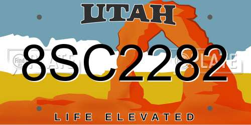 8SC2282 Utah License Plate