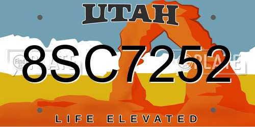 8SC7252 Utah License Plate