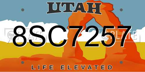 8SC7257 Utah License Plate