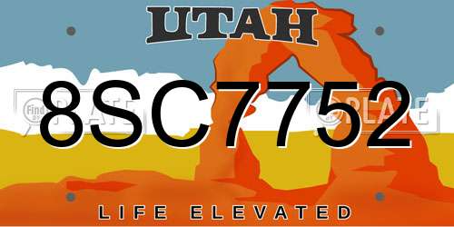 8SC7752 Utah License Plate