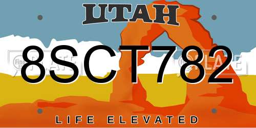 8SCT782 Utah License Plate