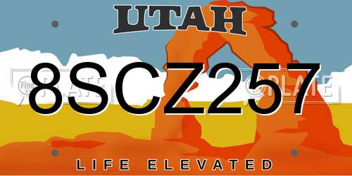 8SCZ257 Utah License Plate