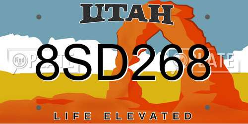 8SD268 Utah License Plate