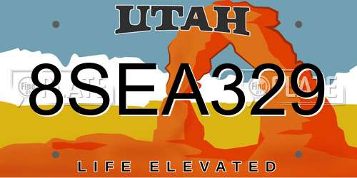8SEA329 Utah License Plate