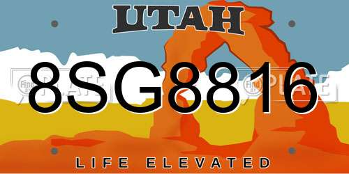 8SG8816 Utah License Plate