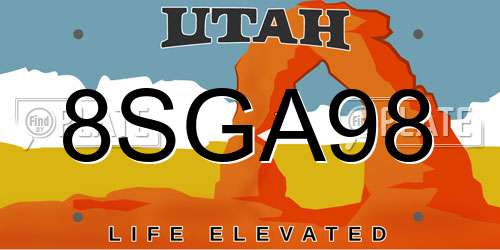8SGA98 Utah License Plate