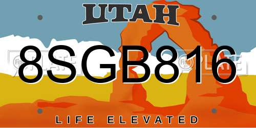 8SGB816 Utah License Plate