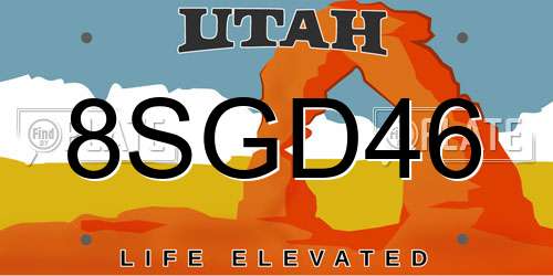 8SGD46 Utah License Plate