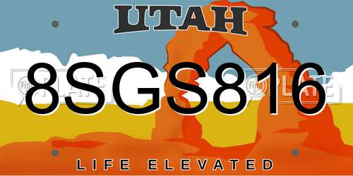 8SGS816 Utah License Plate