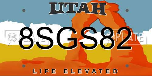 8SGS82 Utah License Plate