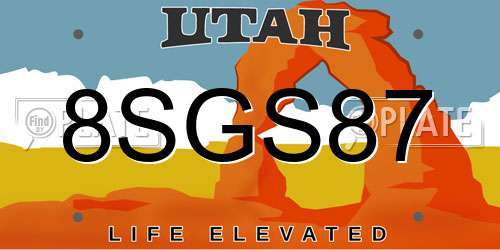 8SGS87 Utah License Plate