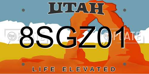 8SGZ01 Utah License Plate