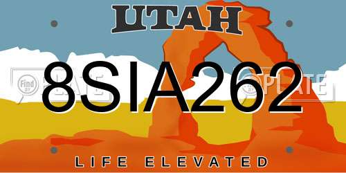 8SIA262 Utah License Plate