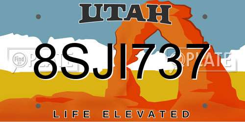 8SJI737 Utah License Plate