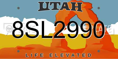 8SL2990 Utah License Plate