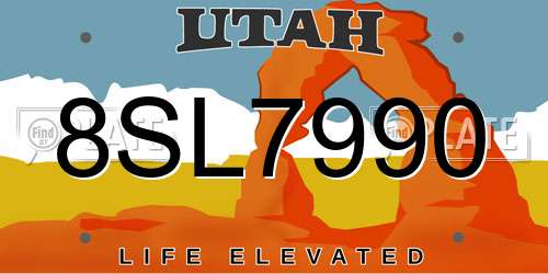 8SL7990 Utah License Plate