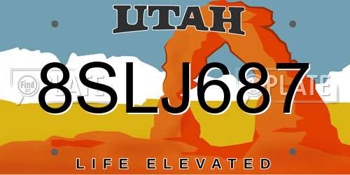 8SLJ687 Utah License Plate